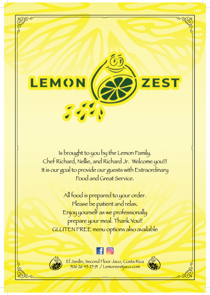 Food Menu Lemon Zest