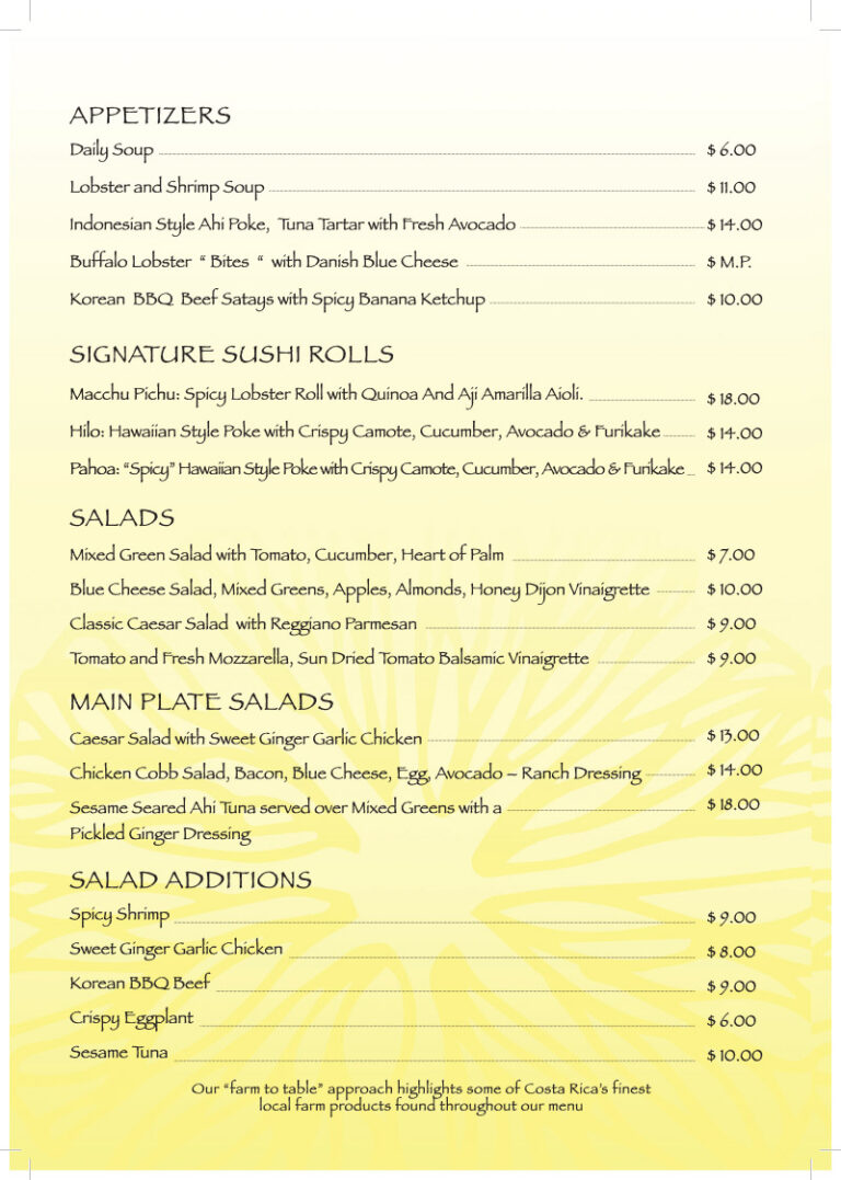 Food Menu Lemon Zest