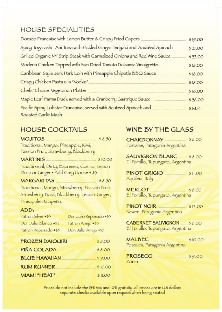 Food Menu Lemon Zest