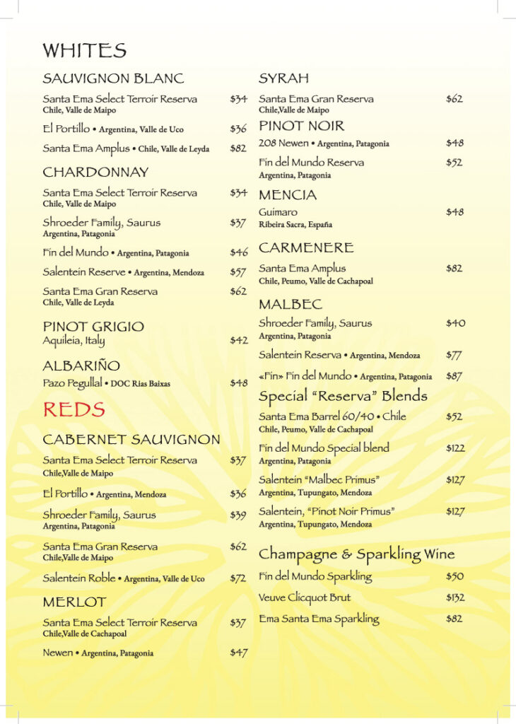 Food Menu Lemon Zest